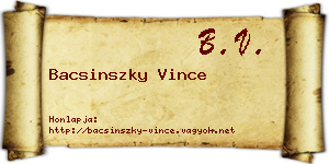 Bacsinszky Vince névjegykártya